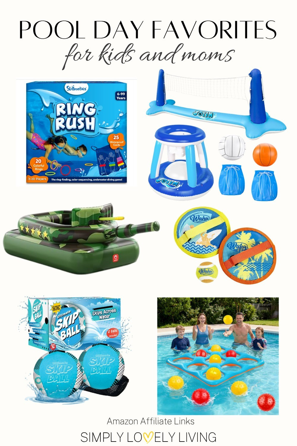 Pool Day favorites. Fun for the whole family! Pool rings. Pool Tic Tac Toe. Skip ball. Pool tennis and basketball set. Inflatable tank pool float for adults and kids!!! Ride on with water cannon!!! Perfect for lake and pool. Comes in different colors!

#LTKSeasonal #LTKSwim #LTKKids