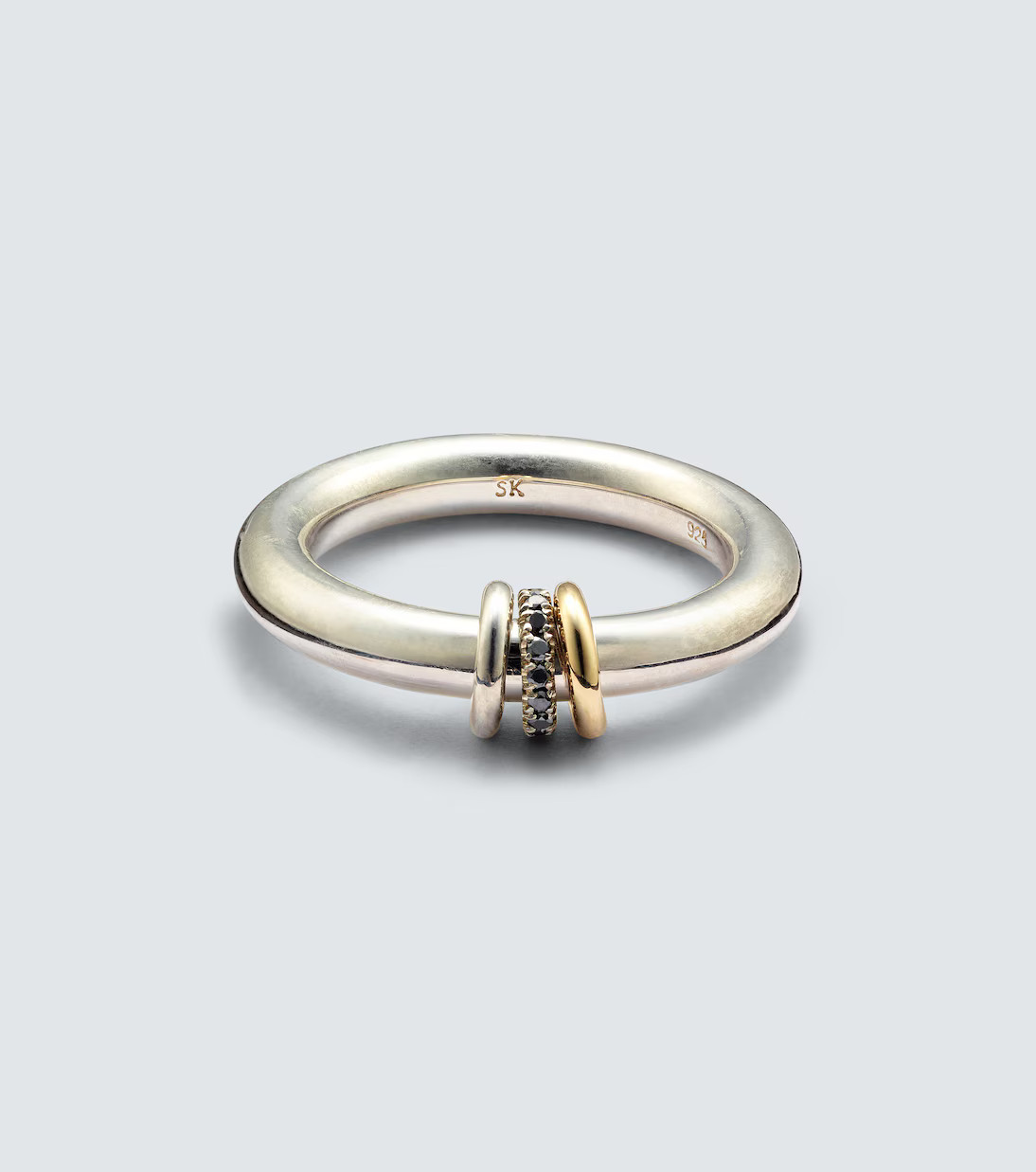 Sirius Max sterling silver and 18tk gold ring with black diamonds | Mytheresa (UK)