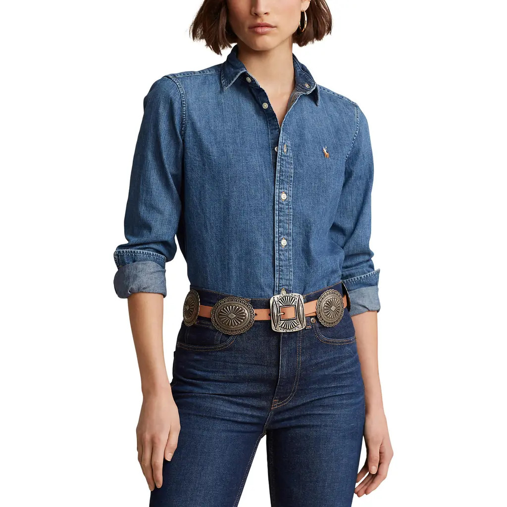 Polo Ralph Lauren Denim Button-Up Shirt in Merced Wash at Nordstrom, Size 4 | Nordstrom