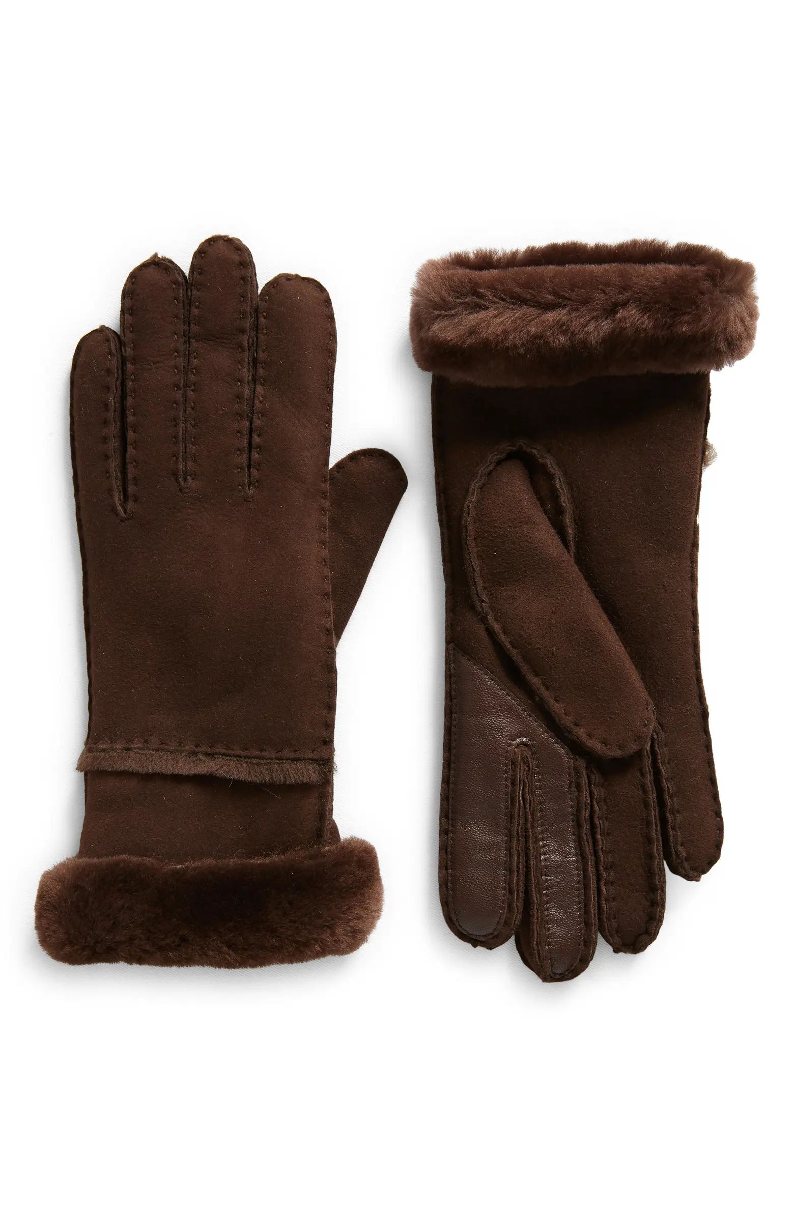 UGG® Seamed Touchscreen Compatible Genuine Shearling Gloves | Nordstrom | Nordstrom