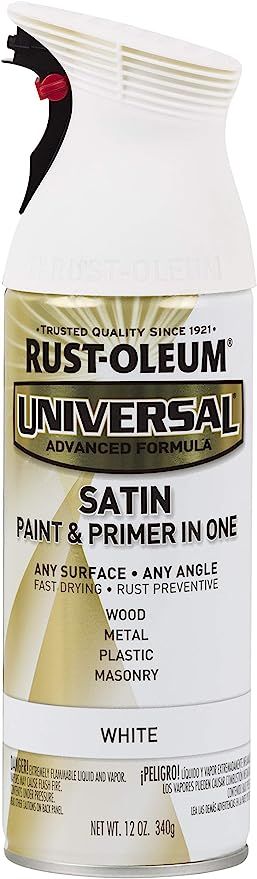 Rust-Oleum 245210 Universal All Surface Spray Paint, 12 oz, Satin White | Amazon (US)