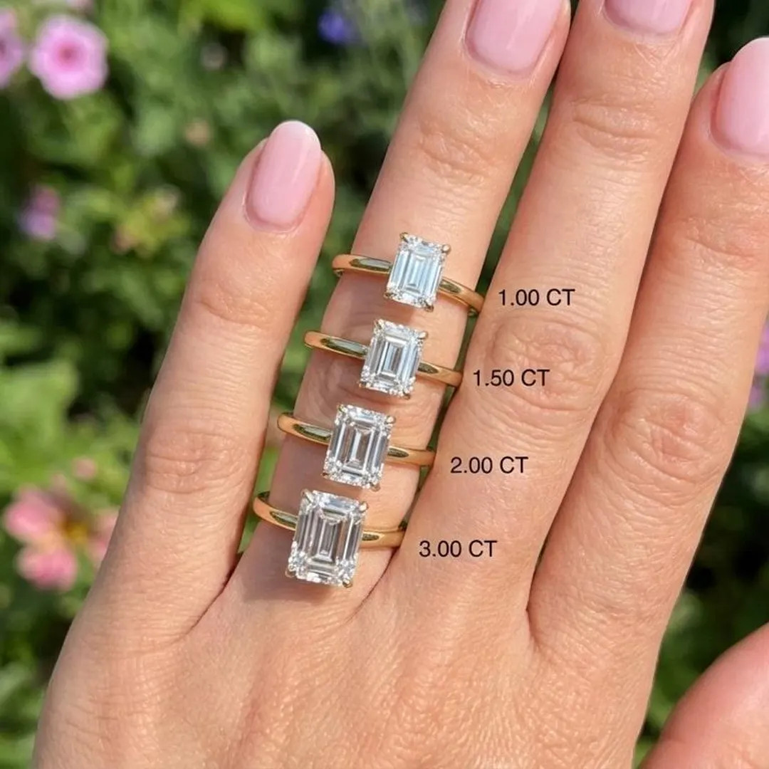 Emerald Cut Simulated Diamond Engagement Ring - 14K Gold Plated 1CT- 1.50CT- 2CT- 3CT Anniversary... | Etsy (US)