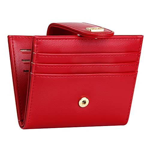 GEEAD Red Mini Small Wallets for Women Slim Bifold Credit Card Holder Minimalist Zipper Coin Pocket Red Wallet for Christmas | Amazon (US)