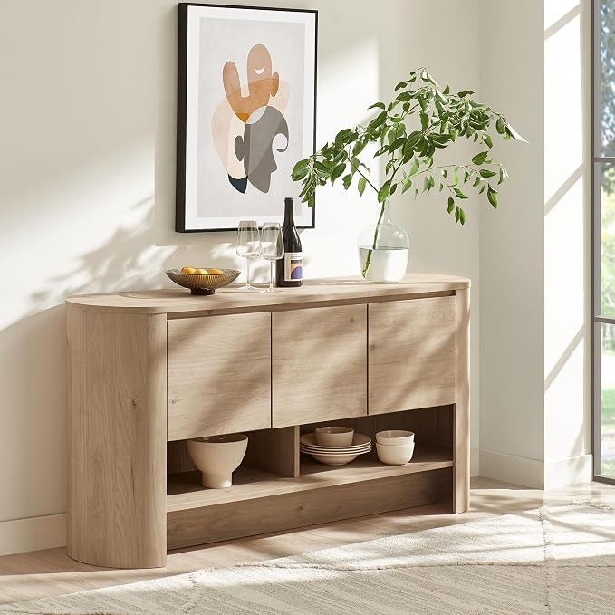 Modway Duval 62 Inch Curved Sideboard with Storage, Oval Buffet Cabinet for Living Room Dining Ro... | Amazon (US)