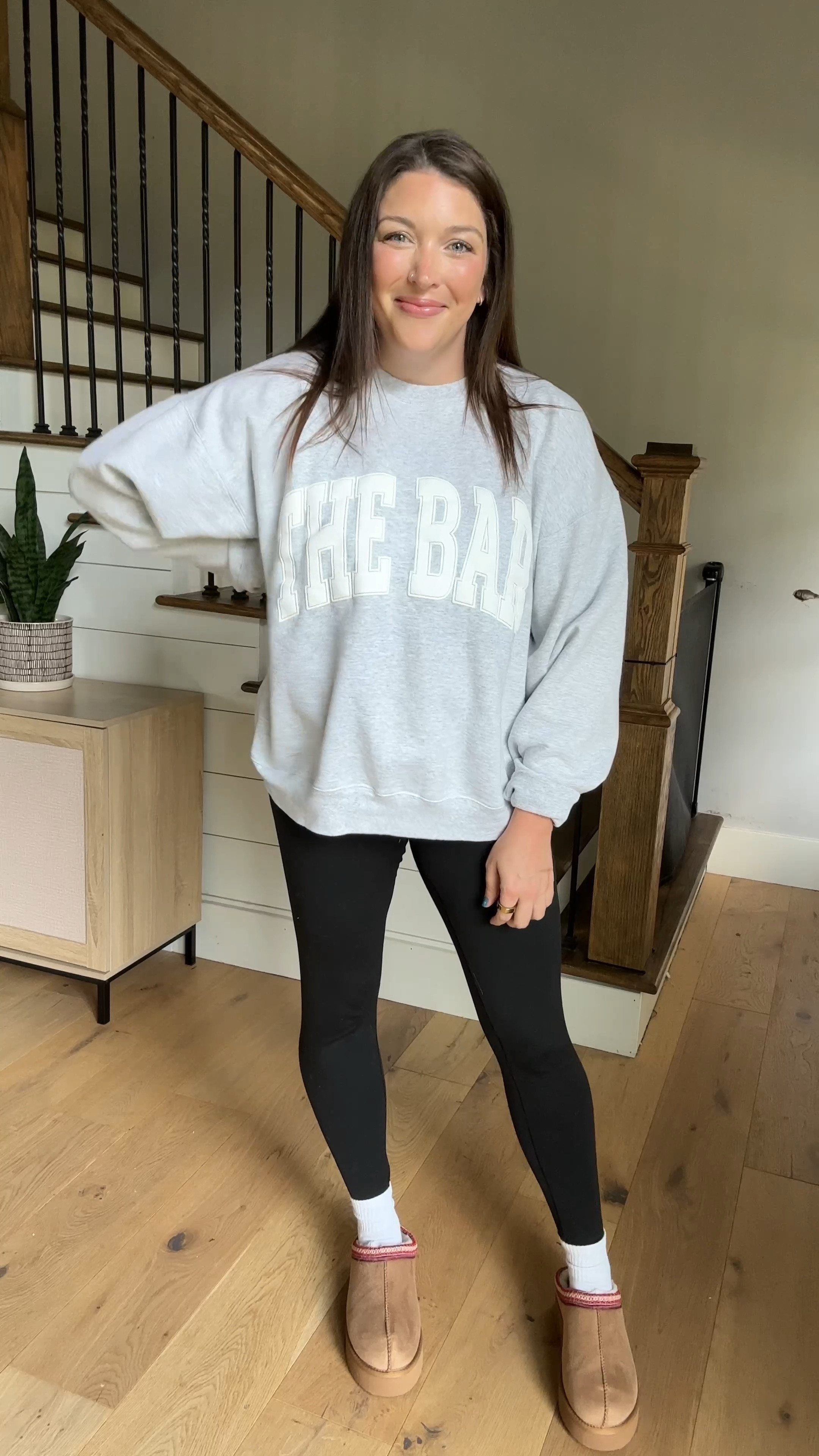 Fall 🤝🏻 sweatshirt/leggings
I’m 5’7, 180lbs - 10mo postpartum
I sized up 1 in this sweatshirt, I’m normally a large in most things and I got the XL. I wish I had gotten the XXL bc it shrunk in length in the wash.
Super impressed with these Ugg dupes! I’m norm an 8.5 and got the 9.
Leggings are tts
🫶🏼

#LTKShoeCrush #LTKSeasonal #LTKMidsize