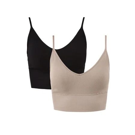 No Boundaries Seamless Cropped Tank Top 2-Pack Women s and Women s Plus | Walmart (US)