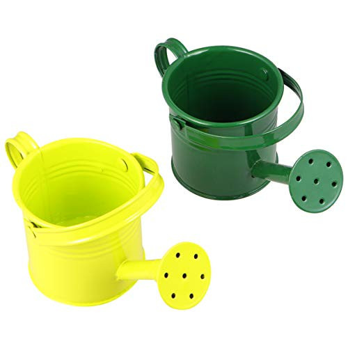 DOITOOL Kids Watering Can Small Metal Watering Cans, 2PCS Gardening Water Pots Garden Watering Bucket Plant Watering Can Iron Mini Watering Can for Kids (Random Color) | Amazon (US)