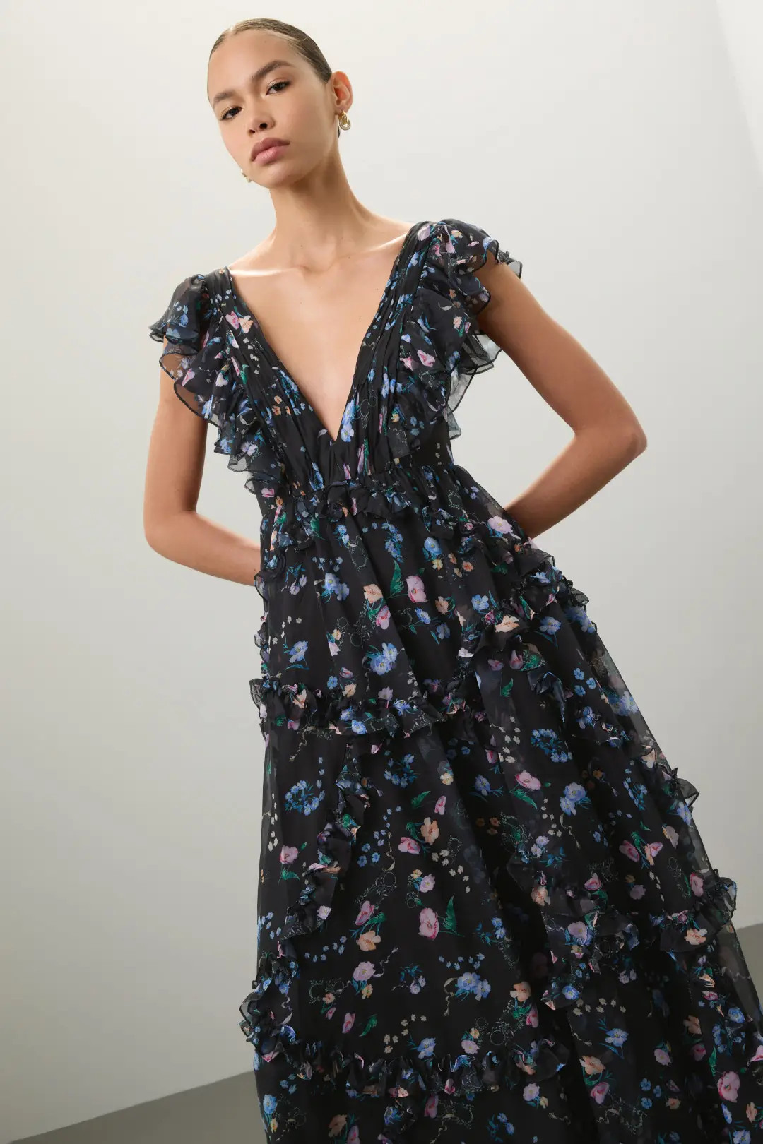 Ruffled Floral Gown | Rent the Runway