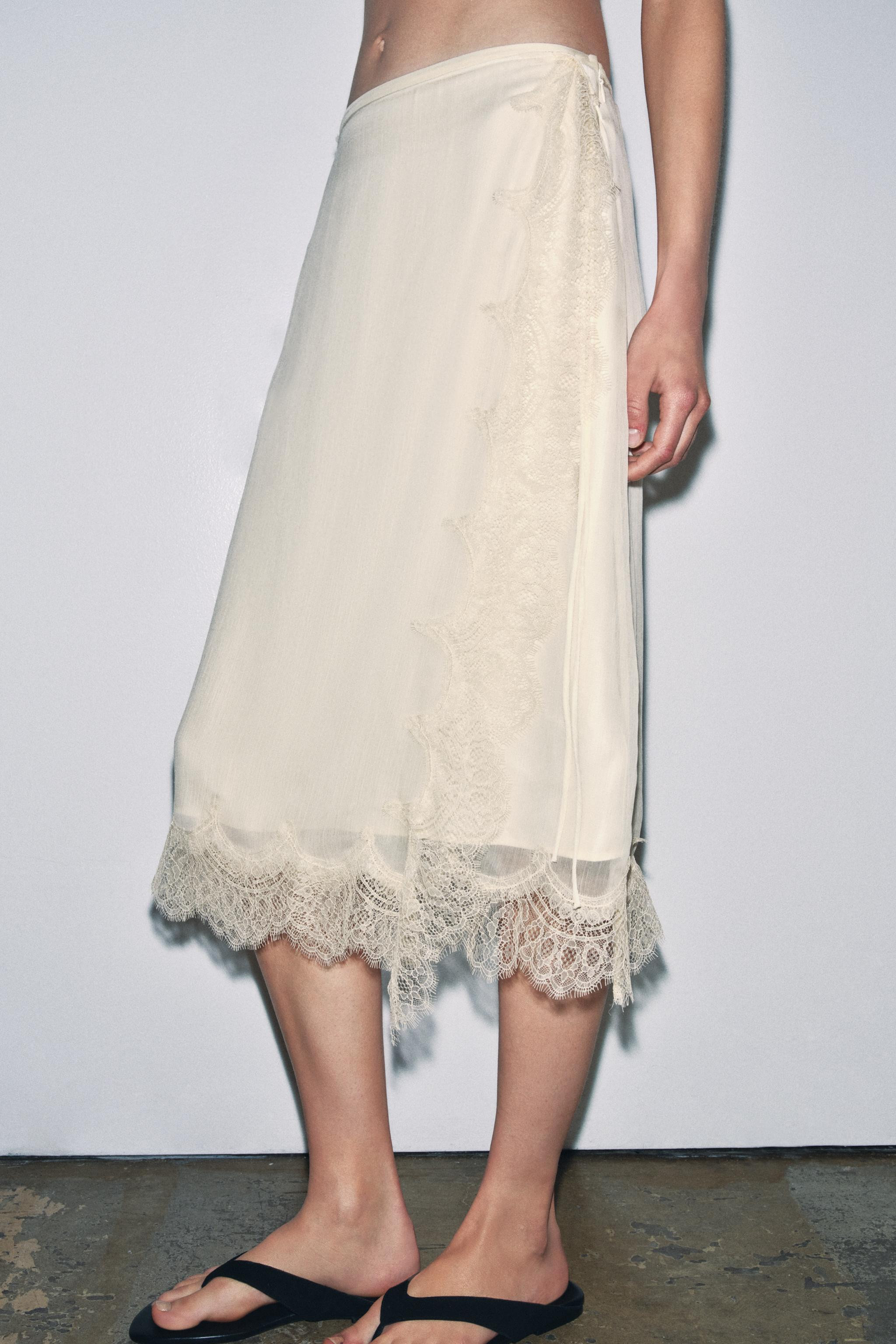 ZW COLLECTION LACE PAREO SKIRT | Zara US