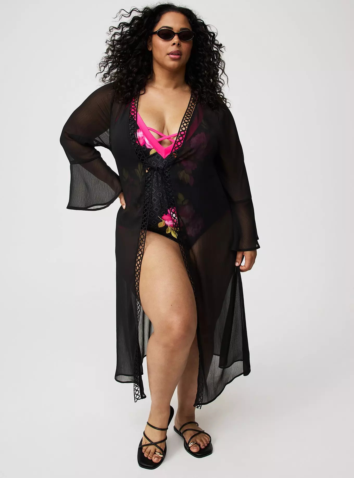 Tie-Front Crochet Maxi Kimono | Torrid (US & Canada)