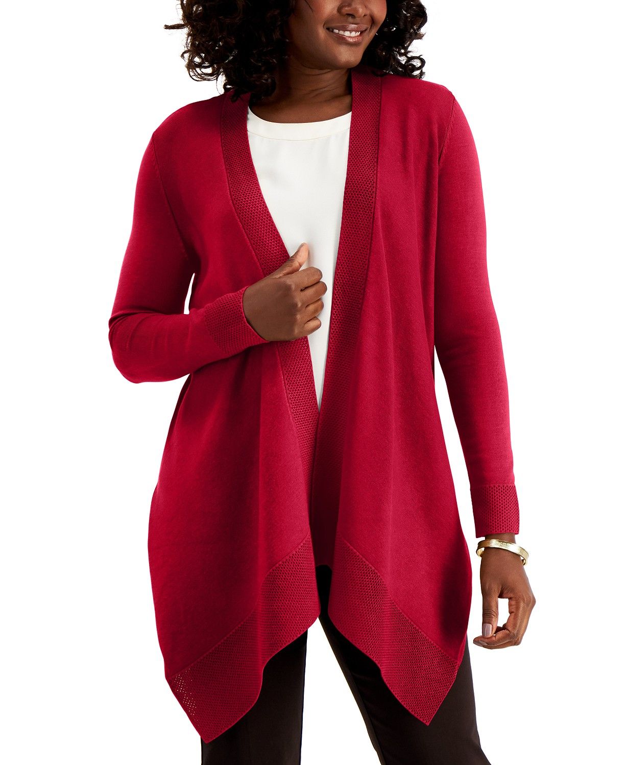 JM Collection Petite Cotton Handkerchief-Hem Cardigan, Created for Macy's & Reviews - Sweaters - ... | Macys (US)