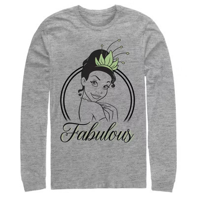 Men's The Princess and the Frog Tiana Fabulous  Long Sleeve Shirt - Athletic Heather - Medium | Target