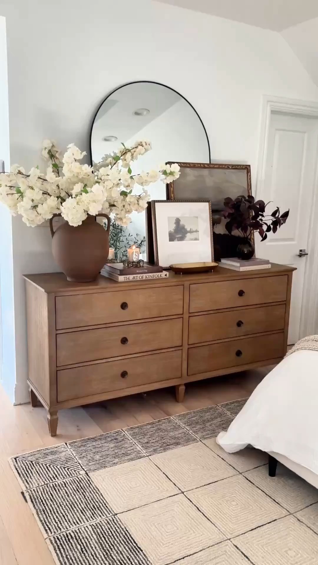This French-inspired dresser is one of my favorite finds ever. It has that beautiful wood grain, the subtle curves, and the designer look for less that I love! 🤎 

Dresser #moderndresser #wayfairdresser #bedroomdesign #modernbedroom
