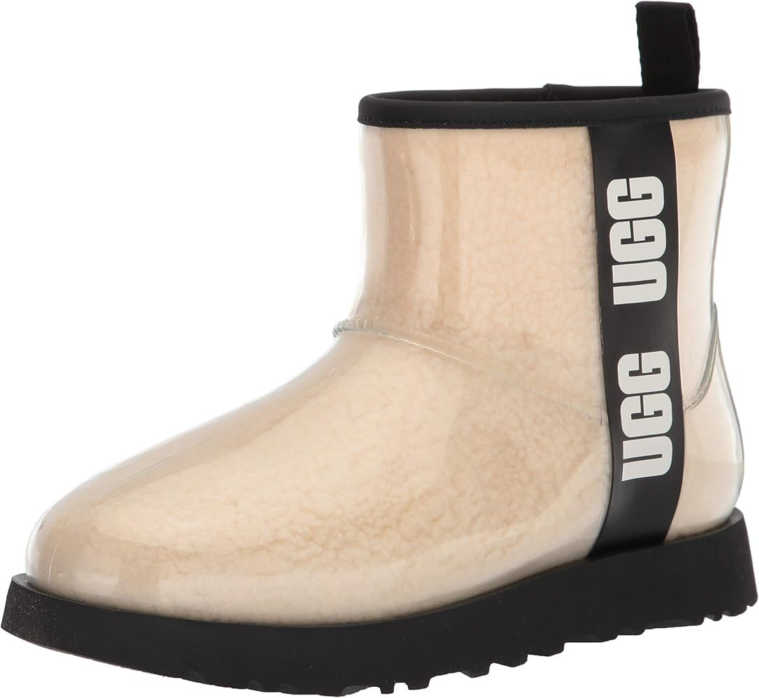 Amazon.com | UGG womens Classic Clear Mini Ankle Boot, Natural/Black, 7 US | Ankle & Bootie | Amazon (US)