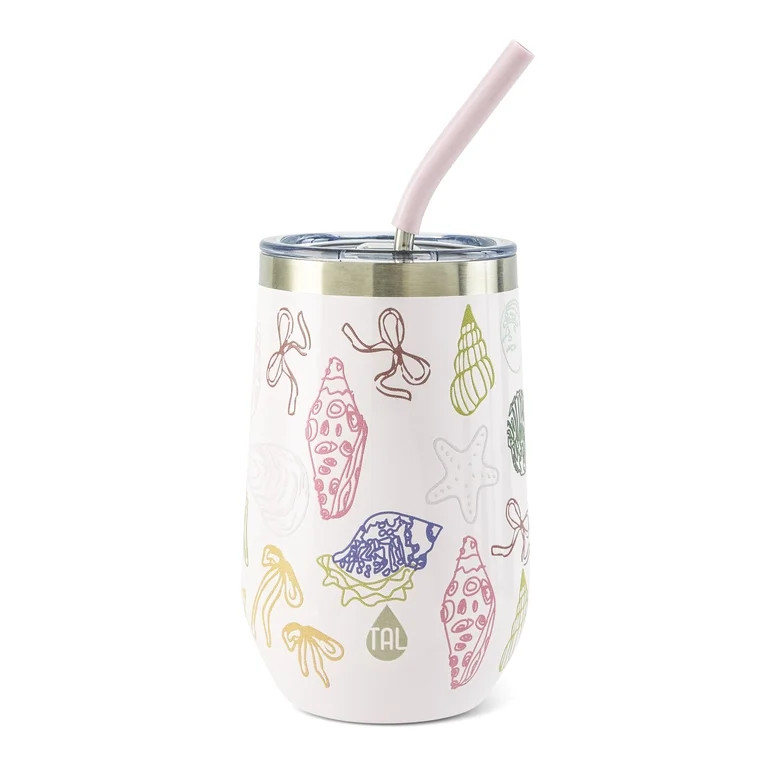 TAL 16oz Stainless Steel Wine Tumbler with Straw, Shells | Walmart (US)