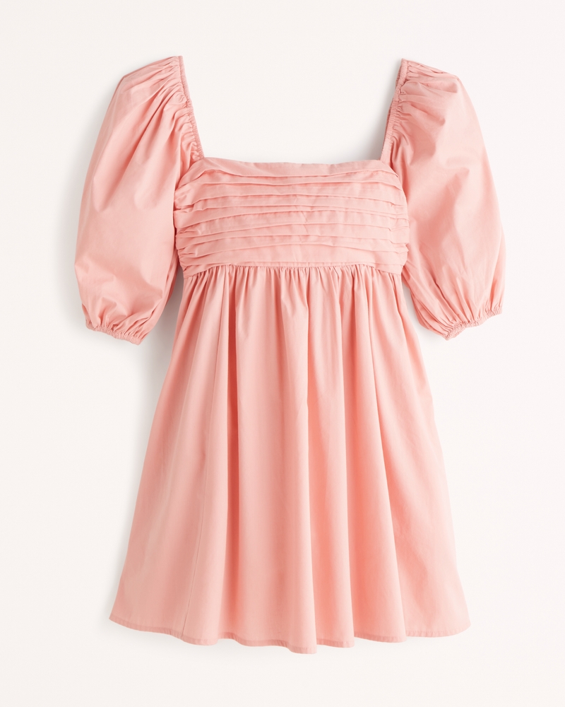 Women's Ruched Bodice Puff Sleeve Mini Dress | Women's Dresses & Jumpsuits | Abercrombie.com | Abercrombie & Fitch (US)