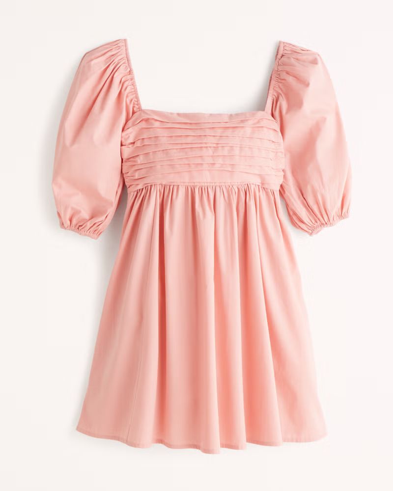 Ruched Bodice Puff Sleeve Mini Dress | Abercrombie & Fitch (US)