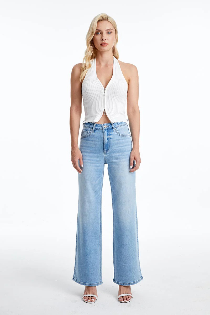 HIGH RISE STRAIGHT LEG JEANS | Bayeas