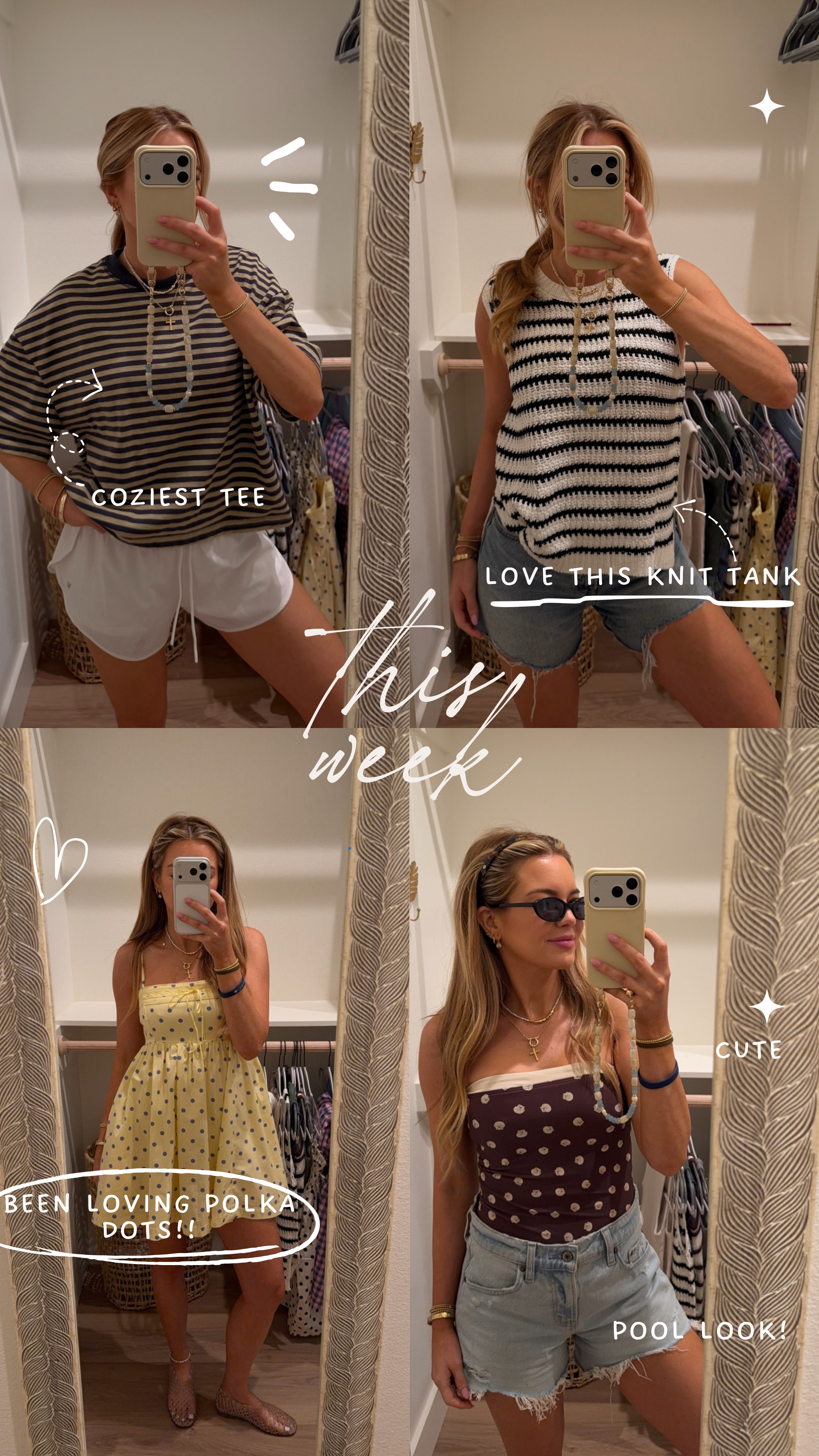 this week in outfits 🤍 size small in all! 

casual outfits, summer dresses, matching set, summer outfits, lounge wear, michele jaliene  

 #LTKootd