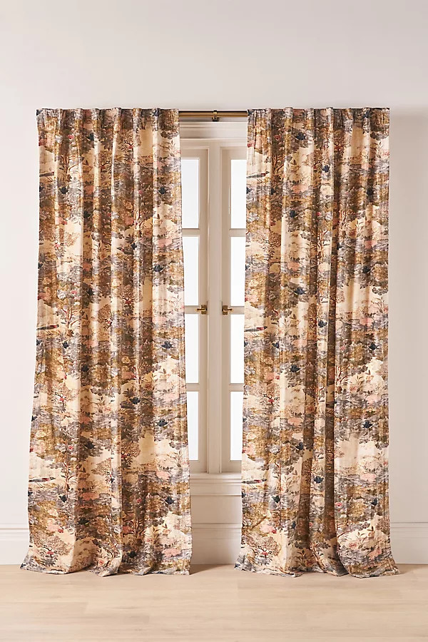 Francois Printed Velvet Curtain | Anthropologie (US)