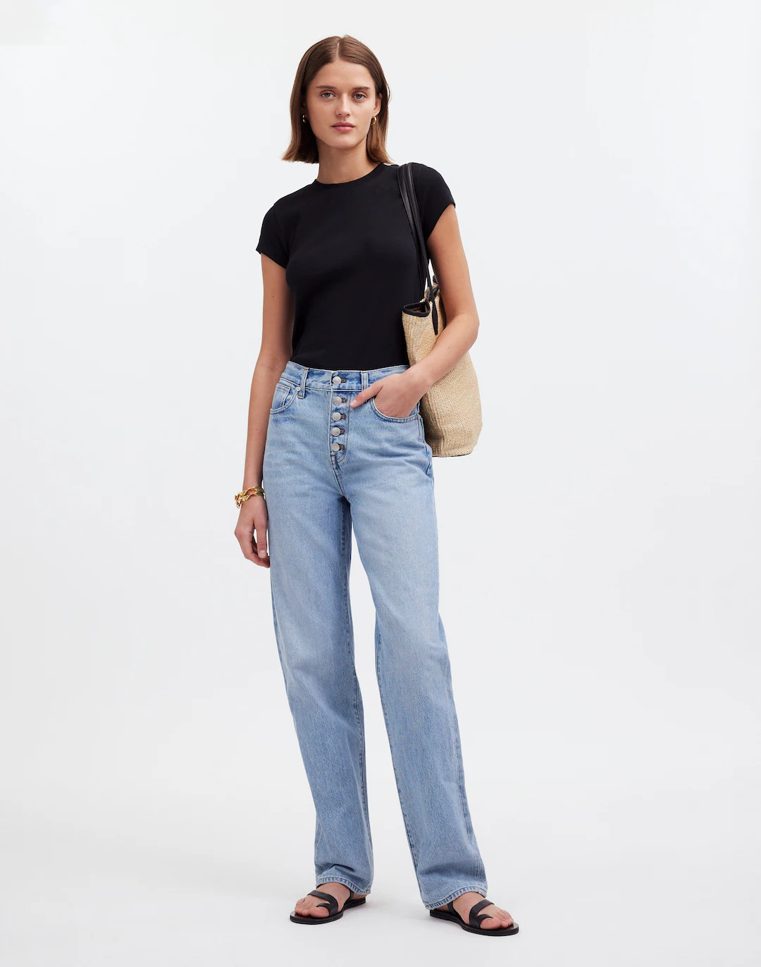 Baggy Straight Jeans in Paxton Wash: Button-Front Edition | Madewell