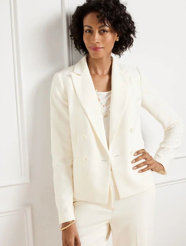 Stretch Crepe Double Breasted Blazer | Talbots