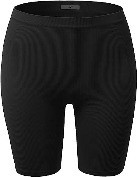 A2Y Women's Lightweight Mid Length Fitness Workout Seamless Ribbed Biker Shorts | Amazon (US)