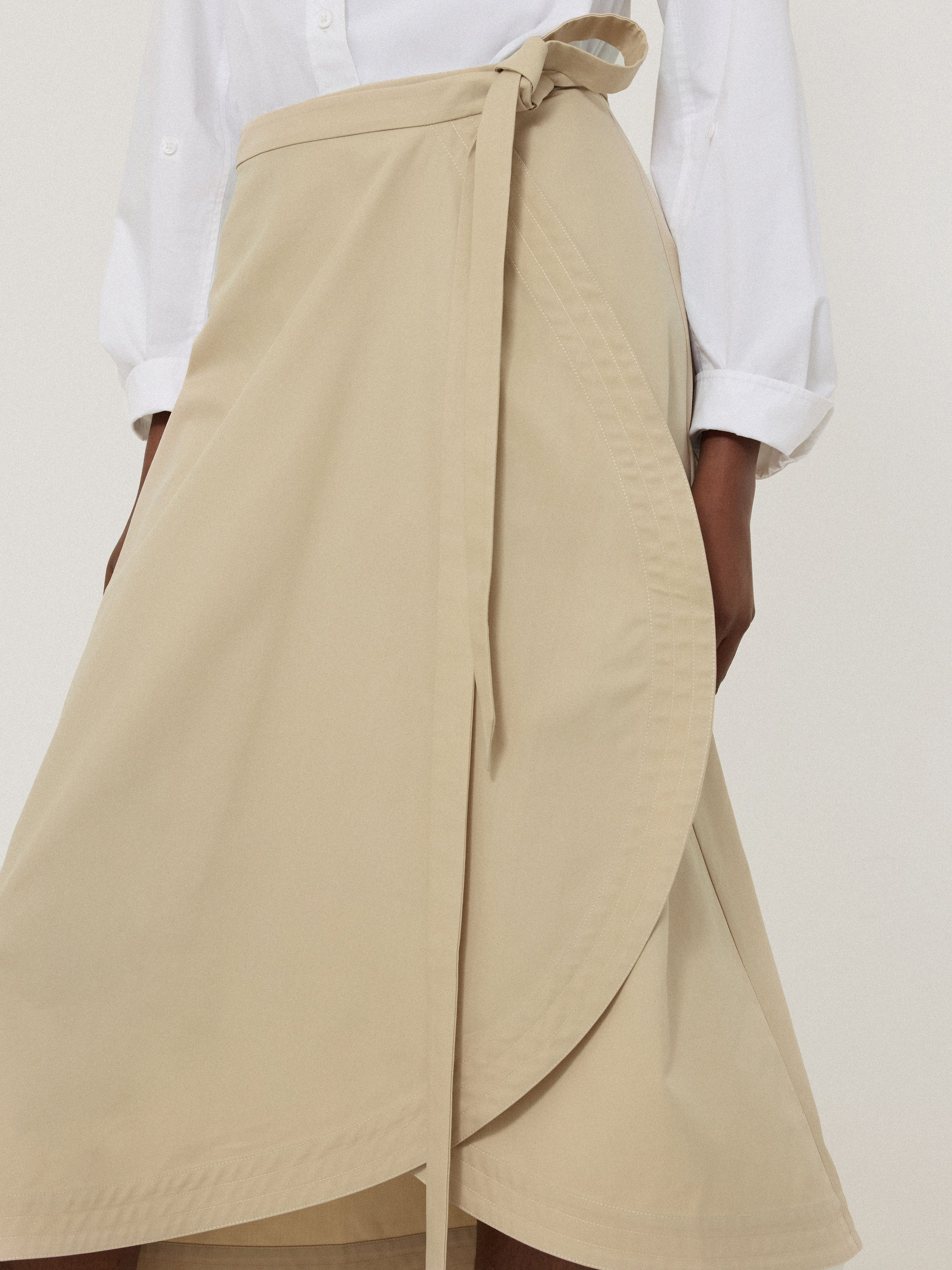 Cotton Mix Wrap Front Skirt | Neutral | Jigsaw (UK)