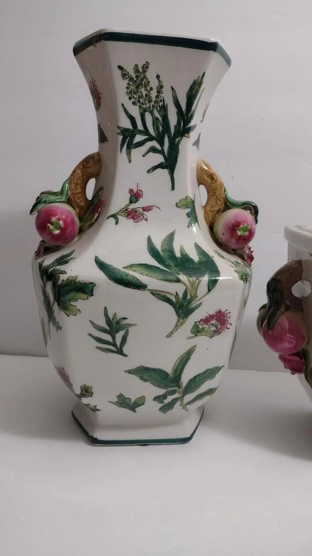 Chinoiserie 3D Fruits Pomegranate Flowers MID CENTURY Birds Vase - Etsy | Etsy (US)