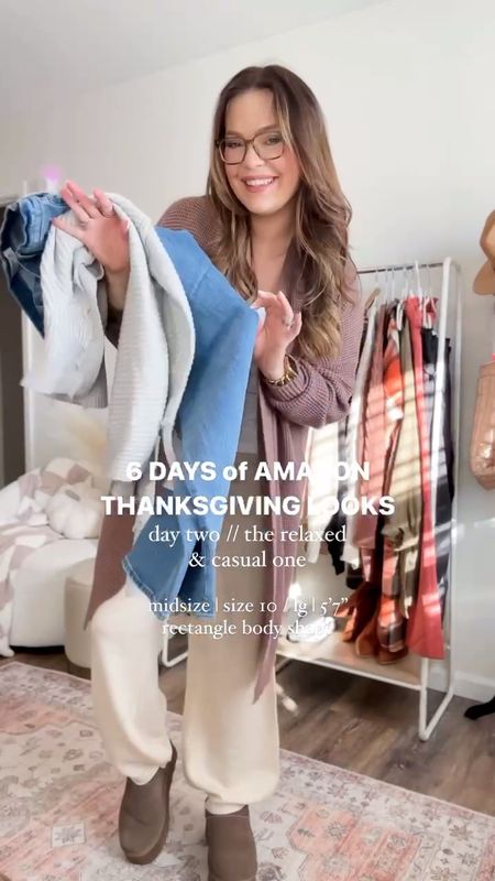 Thanksgiving outfit idea for the cozy one / wearing size large in tank and set - shoes are true to size - amazon thanksgiving outfit / matching set / neutral outfit inspo / midsize outfit inspo 

#LTKSeasonal #LTKfindsunder100 #LTKstyletip