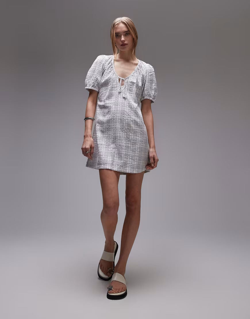 Rhythm desi plaid mini dress in blue | ASOS (Global)