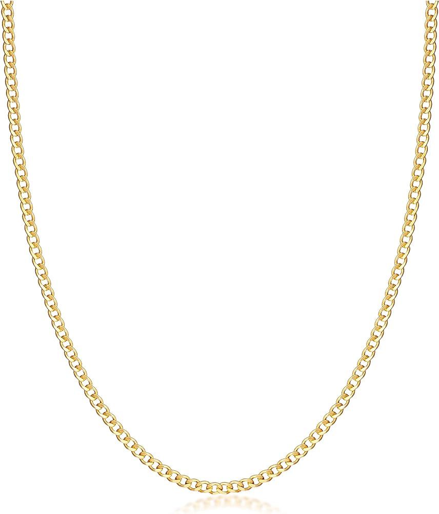 Barzel 18K Gold Plated Curb/Cuban Link Gold Chain Necklace 2MM, 3MM, 4MM, 5MM For Women or Men - ... | Amazon (US)