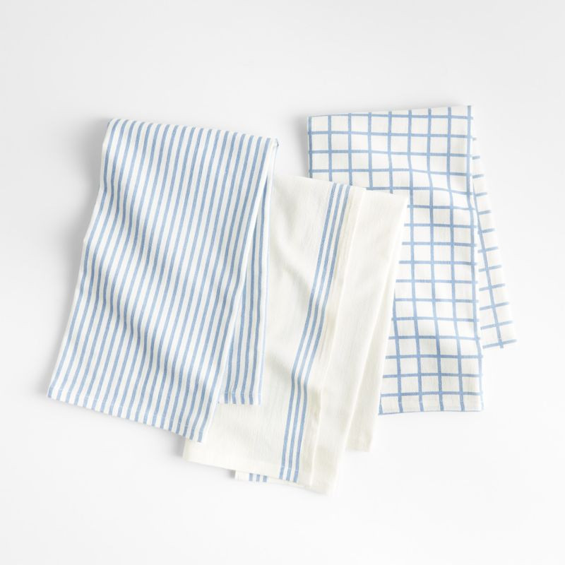 Blue Flour Sack Tea Kitchen Dish Towel Set with Reusable Bag + Reviews | Crate & Barrel | Crate & Barrel