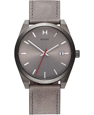 MVMT Men's Radium Element Gray Leather Strap Watch 43mm & Reviews - Watches - Jewelry & Watches -... | Macys (US)