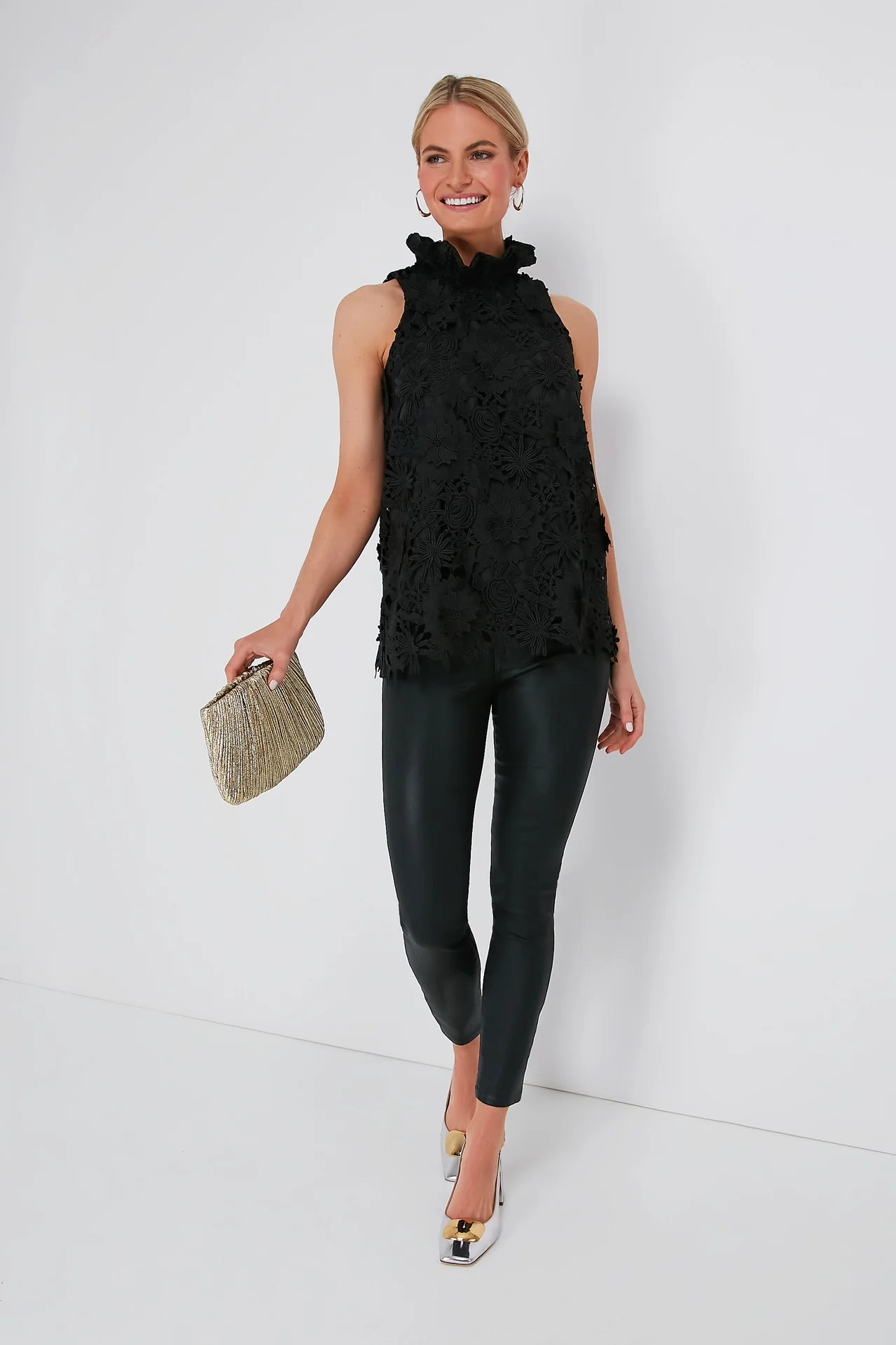Black Guipure Lace Mason Top | Tuckernuck (US)