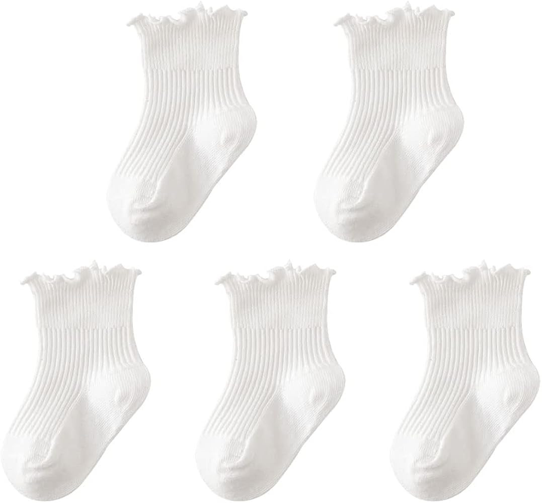 Baby Girls Socks Toddlers Ruffle Socks Girl's Frilly Dress Socks Baby Summer Mesh Socks Solid Cre... | Amazon (US)