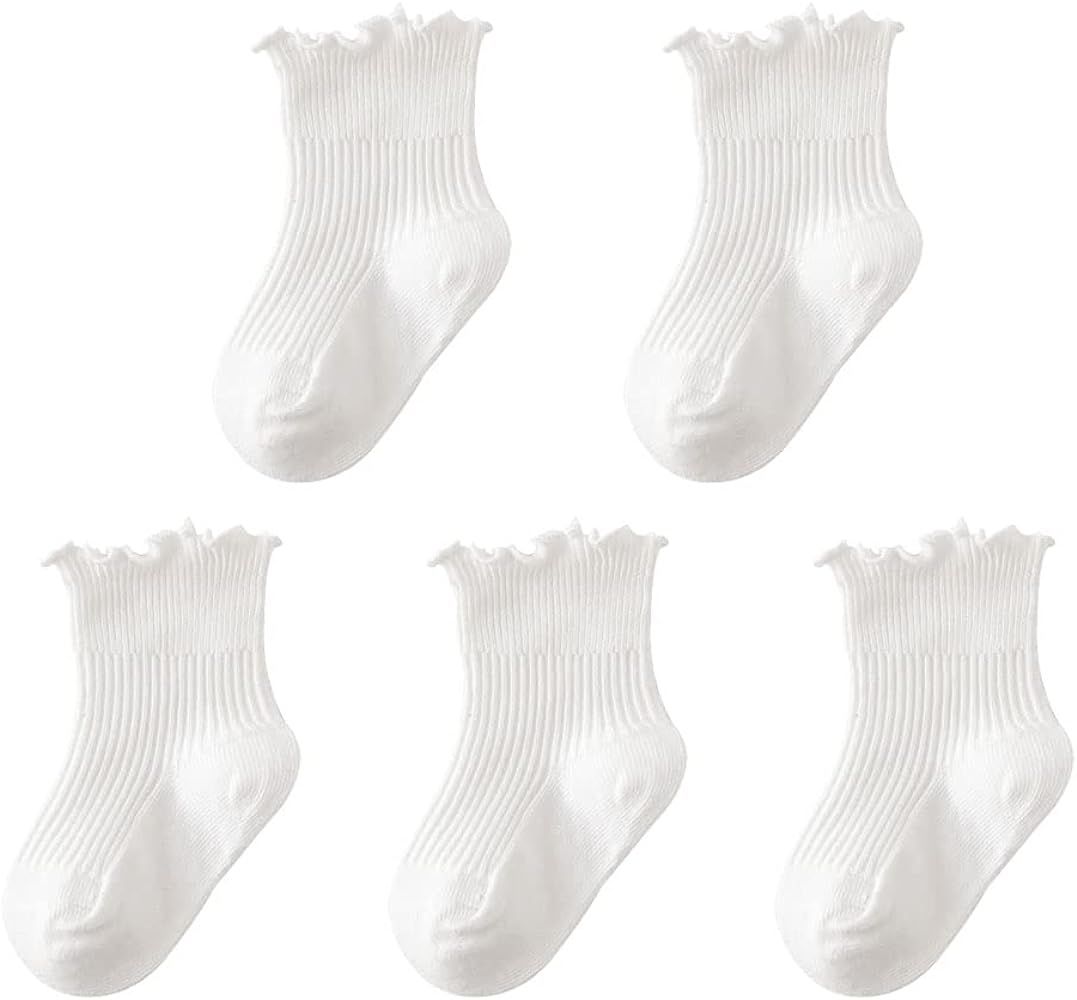 Baby Girls Socks Toddlers Ruffle Socks Girl's Frilly Dress Socks Baby Anti-slip Socks Cute Knee H... | Amazon (US)