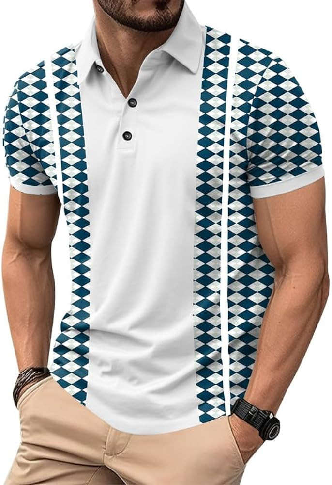 Men's Short Sleeve Vintage Polo Shirt Casual Slim Fit Golf Shirt (S-2XL) | Amazon (US)