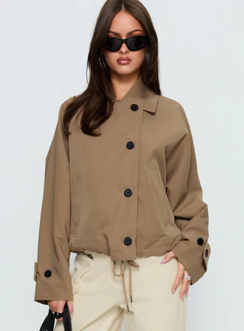 Sandria Cropped Trench Coat Beige | Princess Polly US