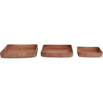Creative Co-Op Leather Nesting, Brown Decorative Tray | Amazon (US)