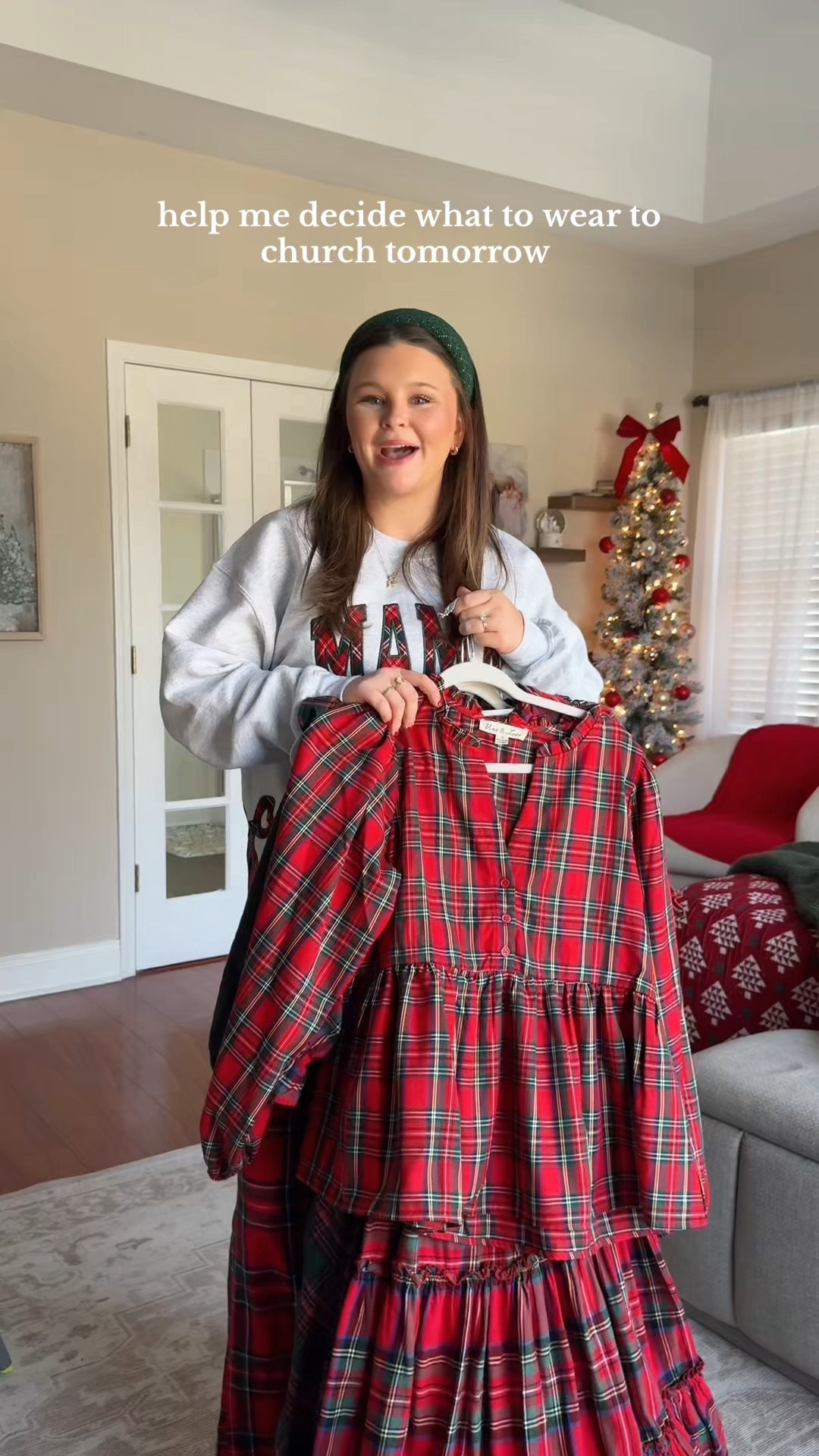 holiday church looks 

red top is from a local boutique,
green plaid dress and 3/4 quarter plaid dress are both linked on my Shopmy! 
green dress is old from a local boutique as welll

#LTKHoliday
