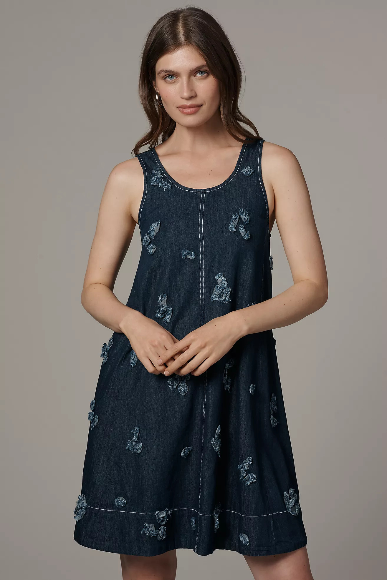 The Keiko Embroidered Denim Mini Dress by Maeve | Anthropologie (US)