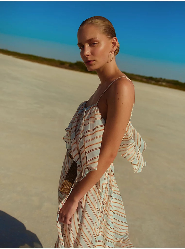 Striped Chiffon Tiered Midi Dress | George