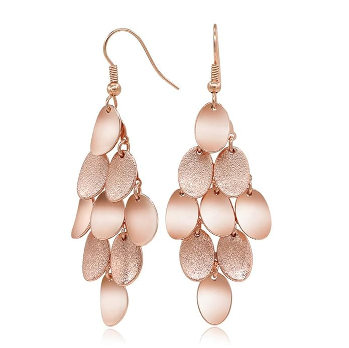 Kemstone Brushed Satin Rose Gold Plated Drop Dangle Earrings Chandelier Earrings for Women | Amazon (US)