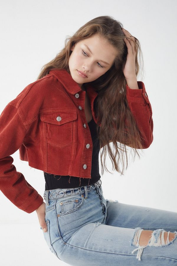 UO Corduroy Frayed Cropped Jacket | Urban Outfitters (US and RoW)