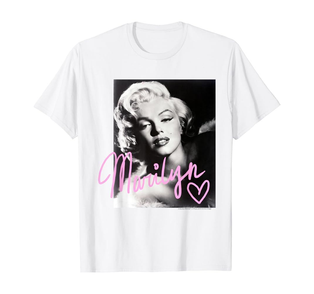 Marilyn Monroe black and white, pink handwriting Short Sleeve T-Shirt | Amazon (US)