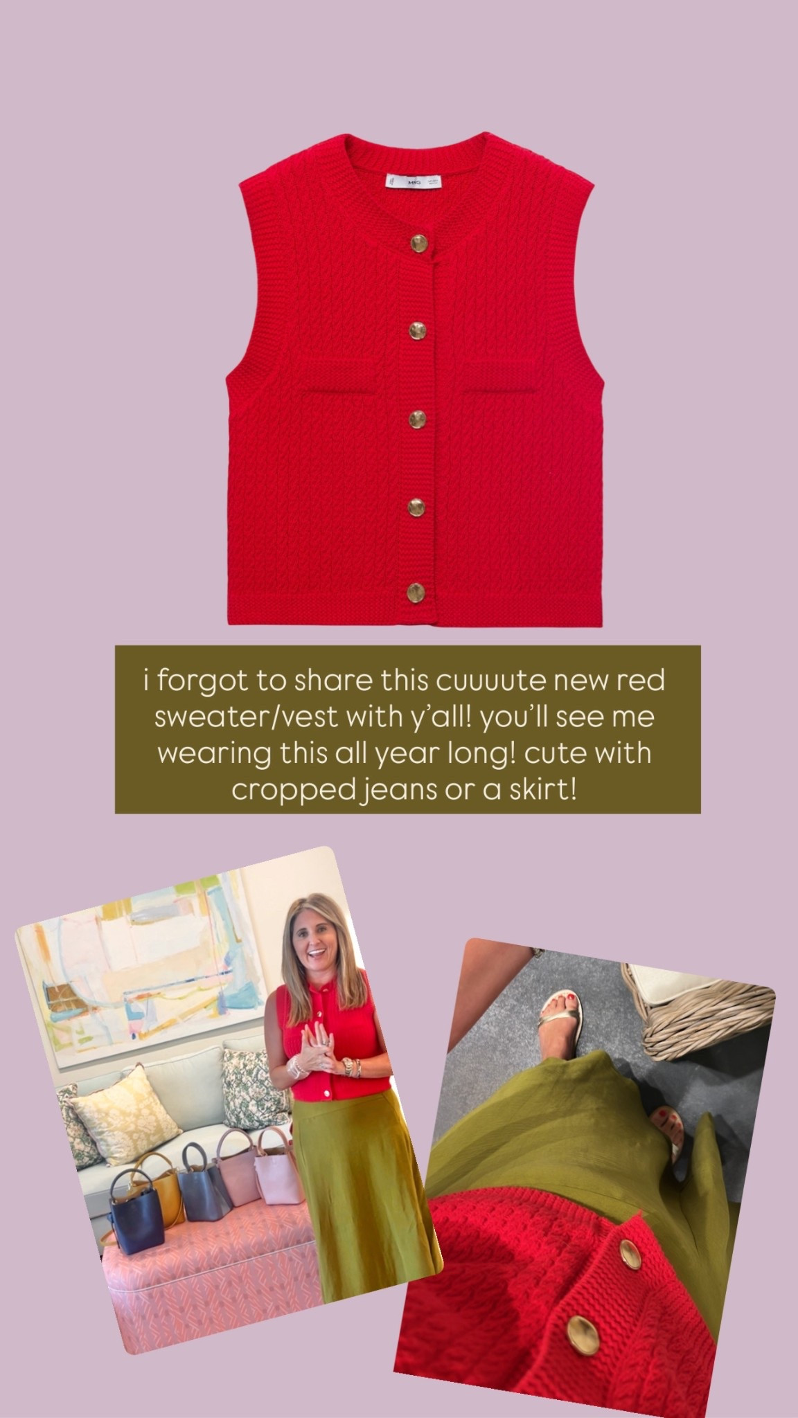 cute sweater vest! Will wear allll year long! 