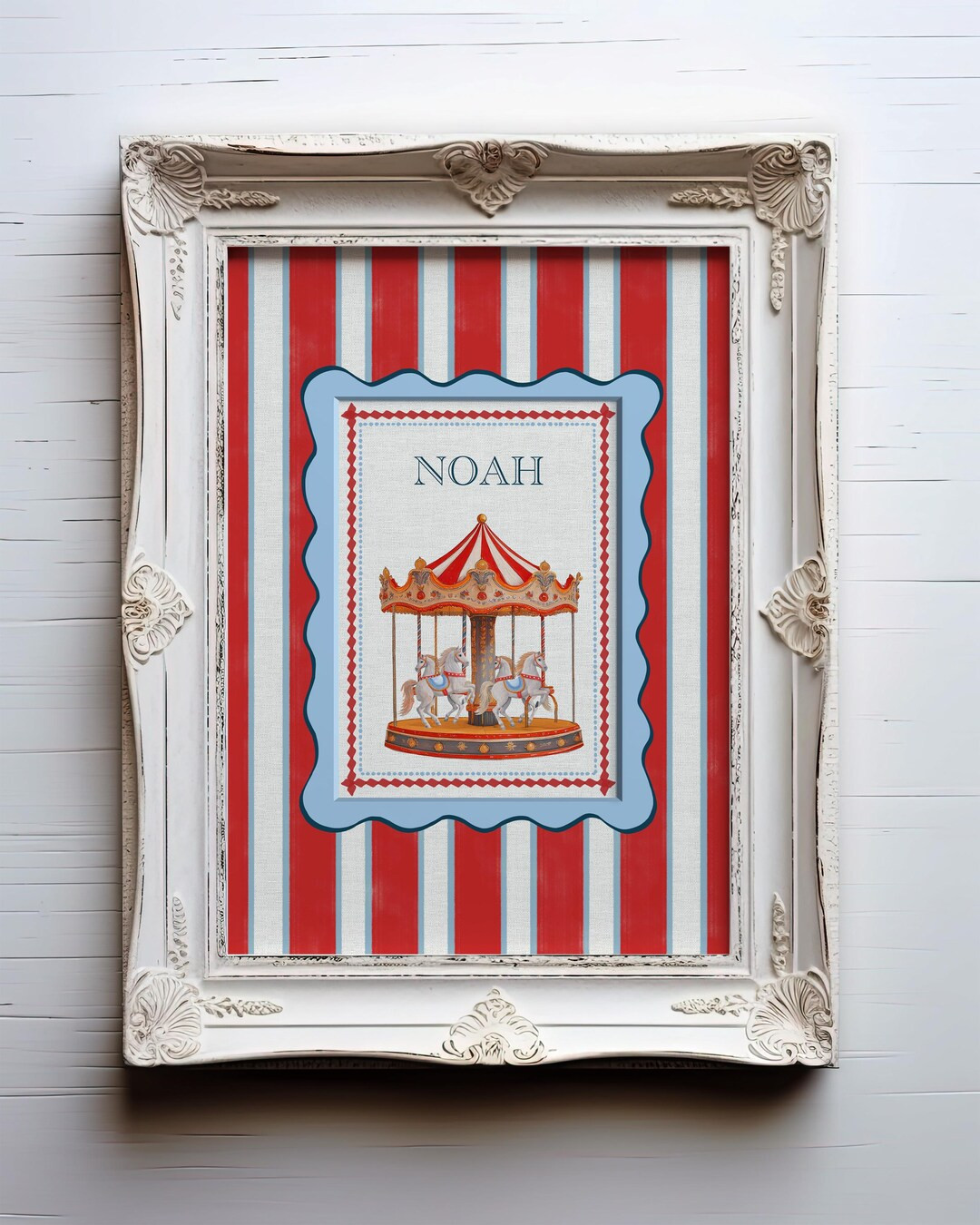 Vintage Carousel Horse Name Print – Personalized Pastel Nursery Wall Art for Baby – Custom Ne... | Etsy (US)