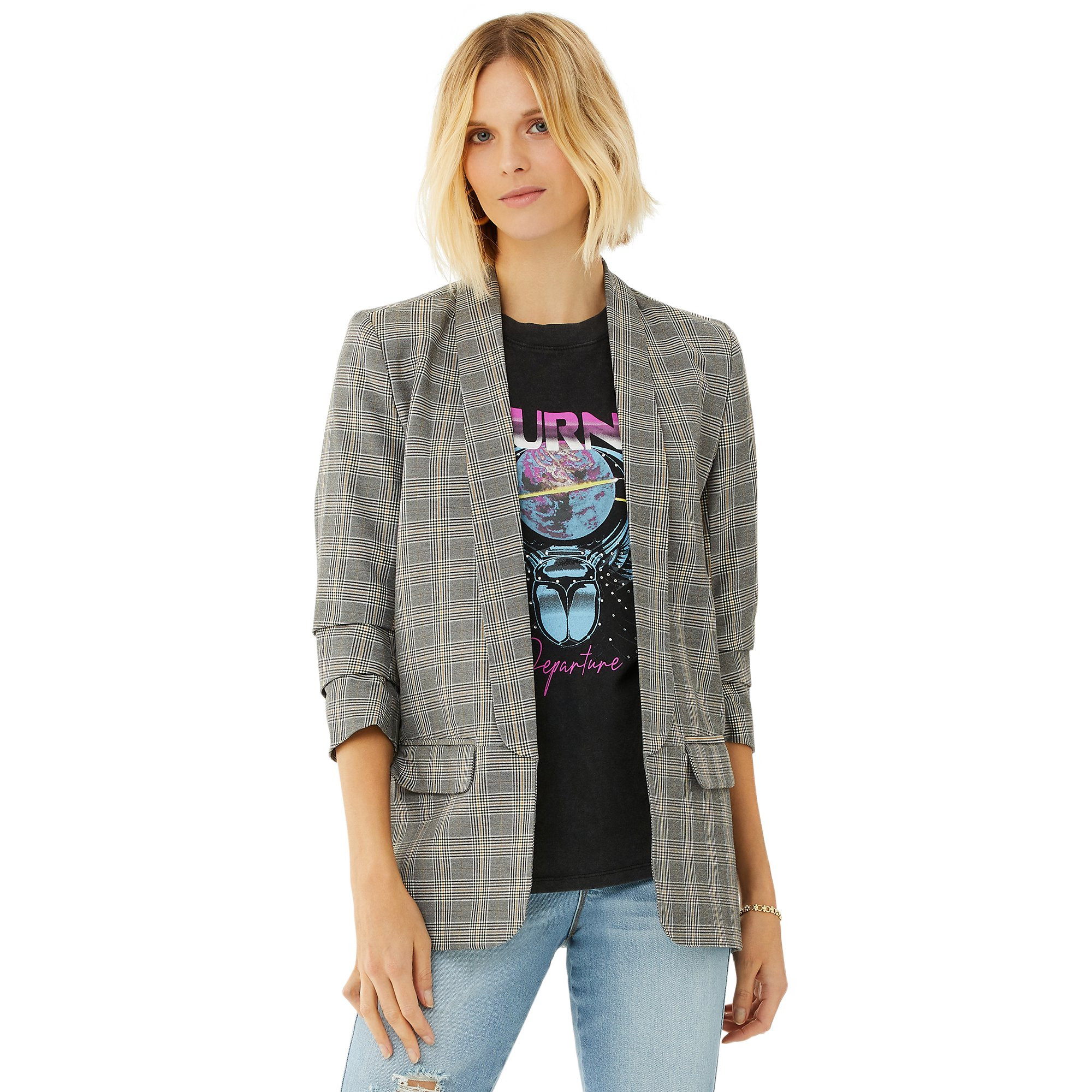 Scoop Women’s Boyfriend Blazer with Scrunch Sleeves | Walmart (US)