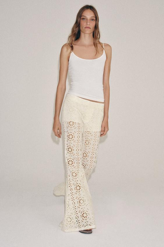 ZW COLLECTION EMBROIDERED FLARE TROUSERS | Zara UK